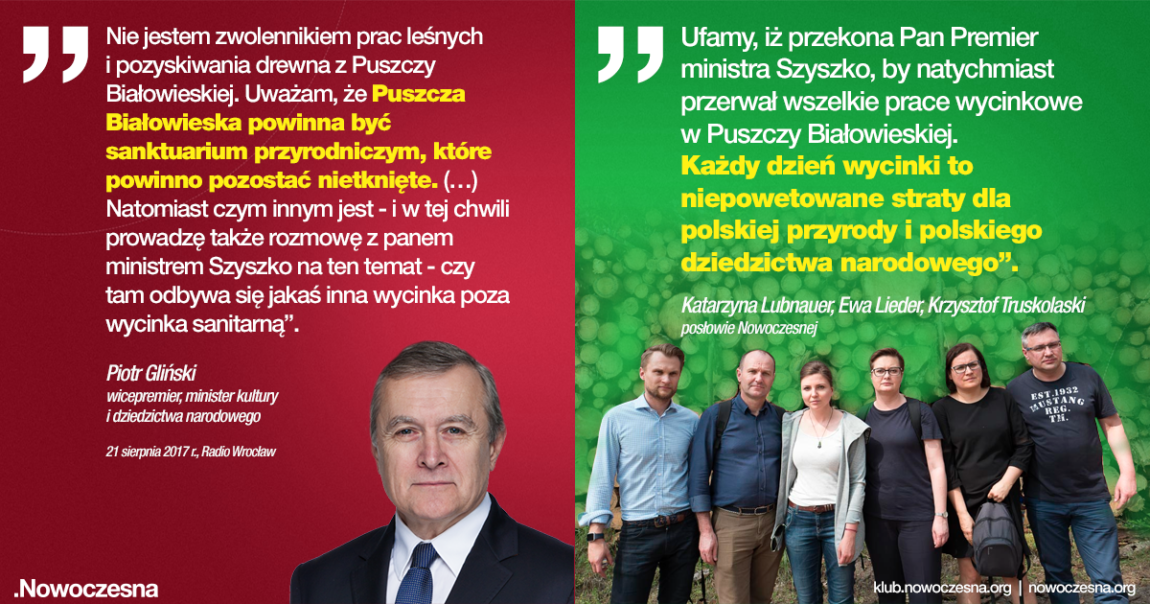 Nowoczesna pisze do wicepremiera Glińskiego ws Puszczy Białowieskiej