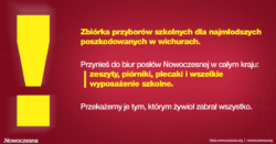 Nowoczesna kompletuje wyprawki szkolne dla najmłodszych poszkodowanych przez wichury