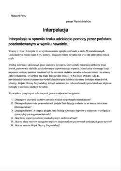 Interpelacja dot. bierności państwa po nawałnicach