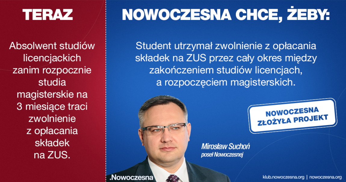 NIŻSZE KOSZTY ZATRUDNIENIA STUDENTÓW – PROPOZYCJE USTAWOWE NOWOCZESNEJ