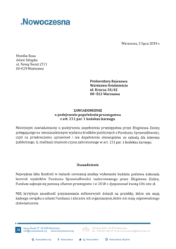 Nieprawidłowości w Ministerstwie Sprawiedliwości wykryte przez NIK. Składamy zawiadomienie do prokuratury